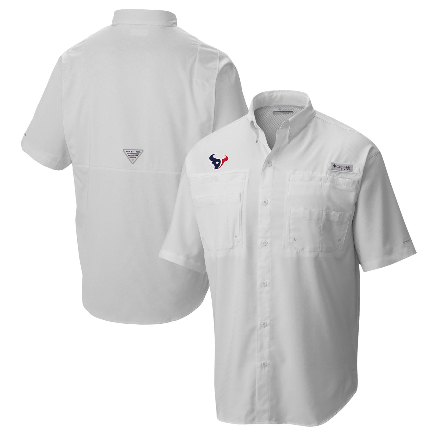 Men's Columbia White Houston Texans Tamiami Omni-Shade Button-Down Shirt