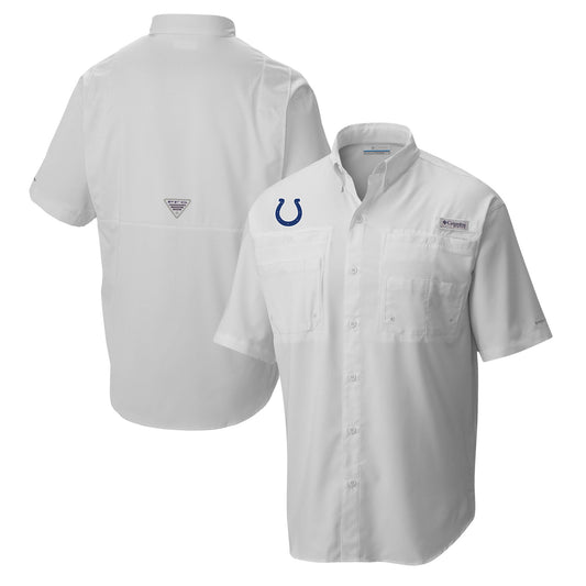 Men's Columbia White Indianapolis Colts Tamiami Omni-Shade Button-Down Shirt