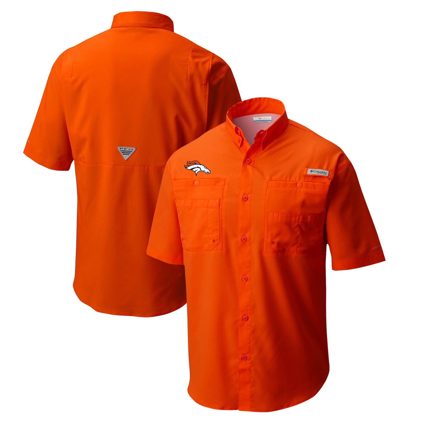 Men's Columbia Orange Denver Broncos Tamiami Omni-Shade Button-Down Shirt