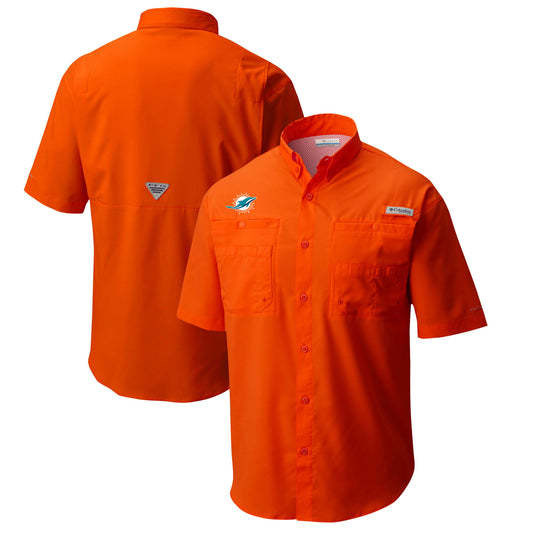 Men's Columbia Orange Miami Dolphins Tamiami Omni-Shade Button-Down Shirt