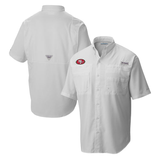 Men's Columbia White San Francisco 49ers Tamiami Omni-Shade Button-Down Shirt