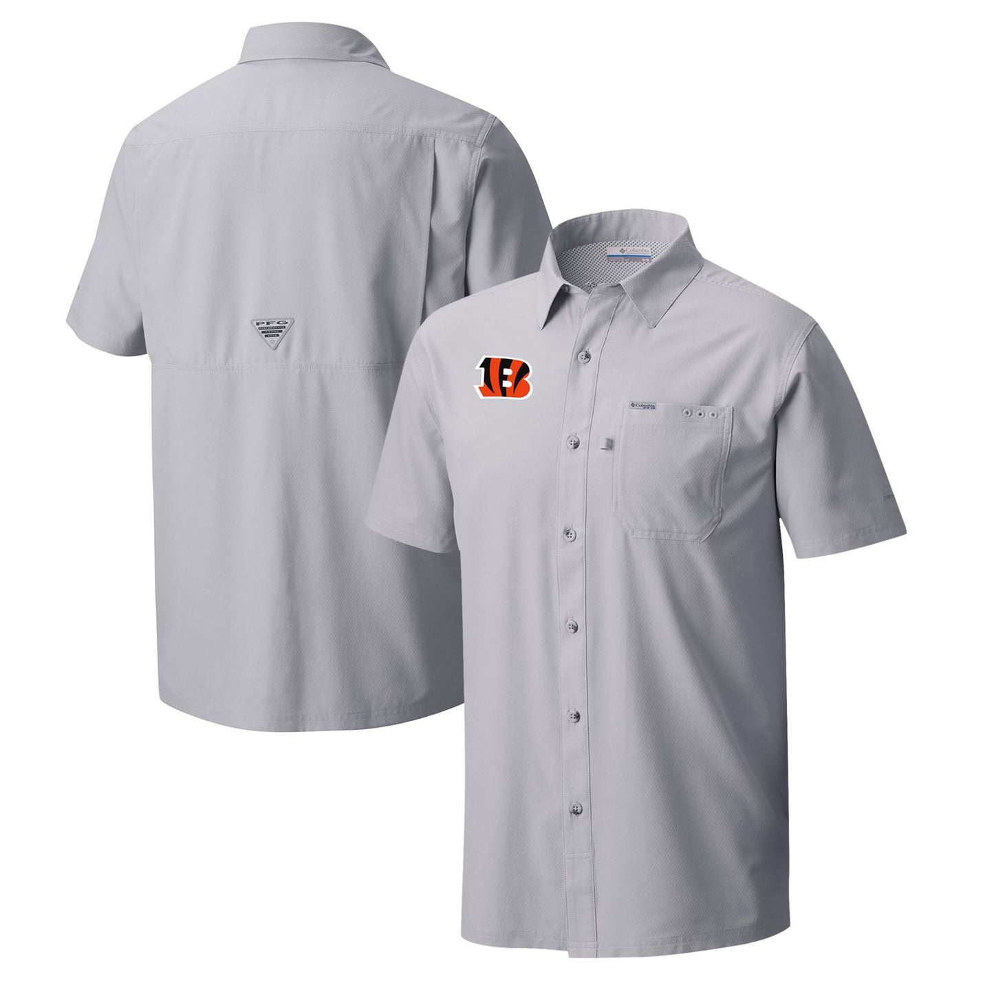 Men's Columbia  Gray Cincinnati Bengals Slack Tide Omni-Wick Button-Up Camp Shirt