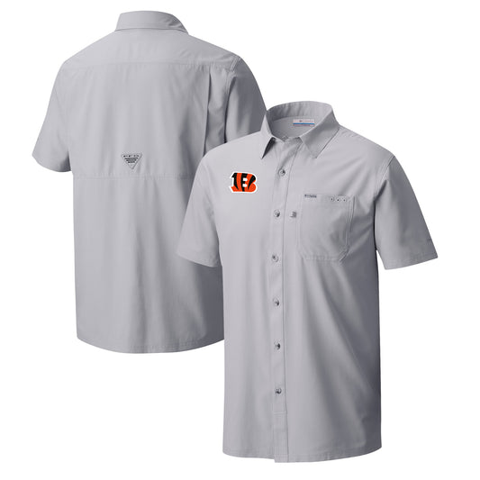 Men's Columbia  Gray Cincinnati Bengals Slack Tide Omni-Wick Button-Up Camp Shirt