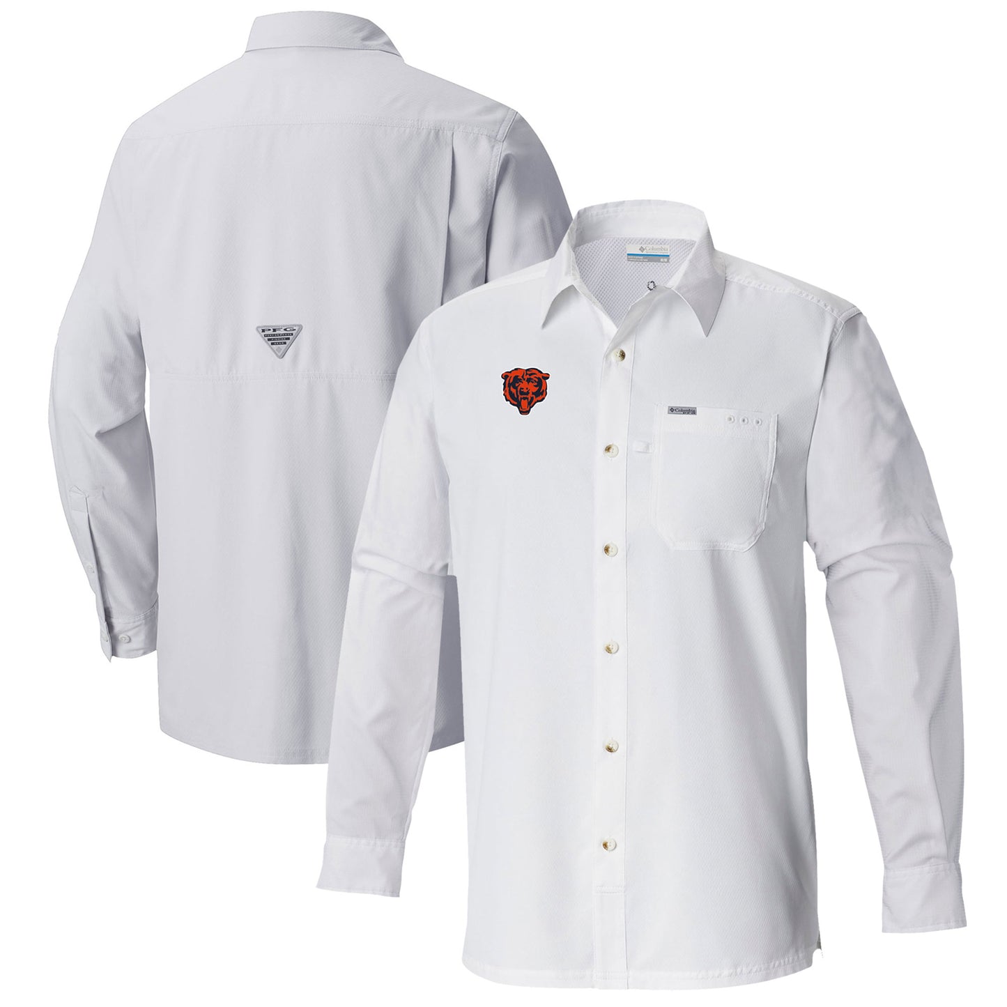 Men's Columbia  White Chicago Bears Slack Tide Omni-Wick Long Sleeve Button-Up Shirt