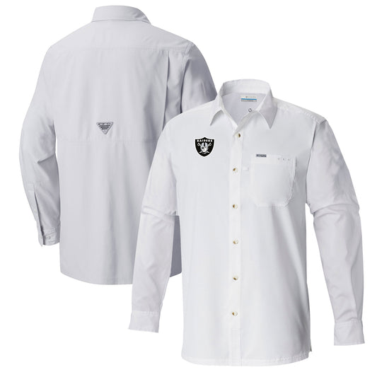 Men's Columbia  White Las Vegas Raiders Slack Tide Omni-Wick Long Sleeve Button-Up Shirt