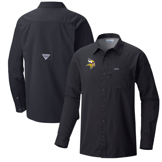 Men's Columbia  Black Minnesota Vikings Slack Tide Omni-Wick Long Sleeve Button-Up Shirt