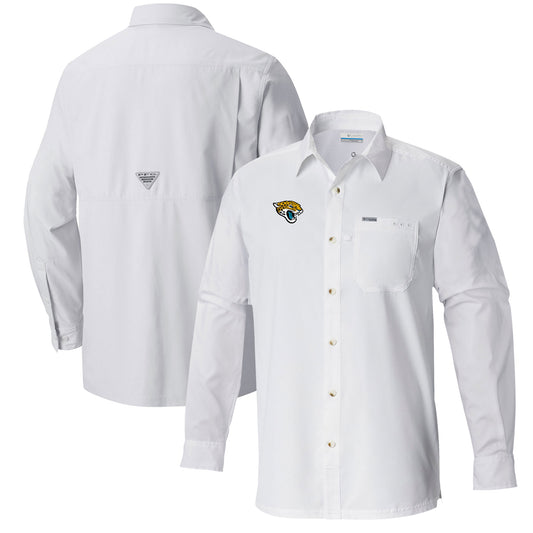 Men's Columbia  White Jacksonville Jaguars Slack Tide Omni-Wick Long Sleeve Button-Up Shirt
