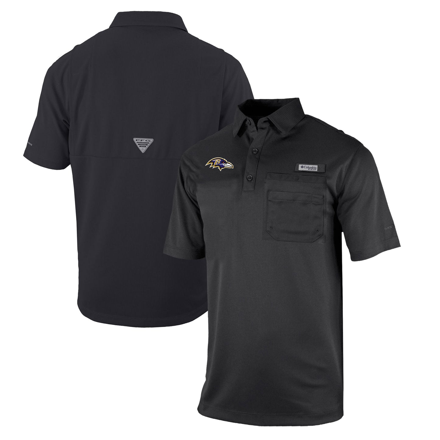 Men's Columbia  Black Baltimore Ravens Omni-Wick Flycaster Pocket Polo