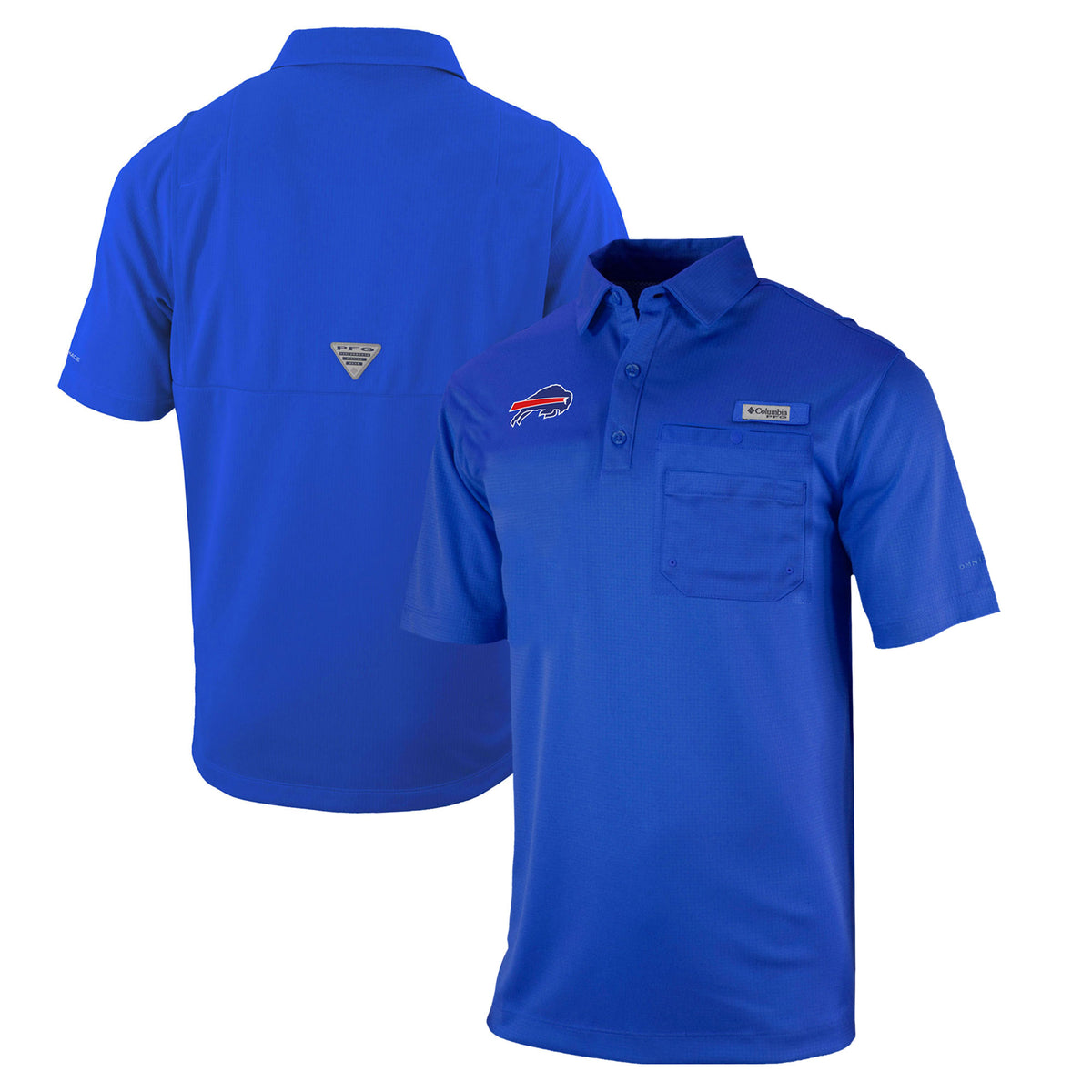 Men's Columbia  Royal Buffalo Bills Omni-Wick Flycaster Pocket Polo