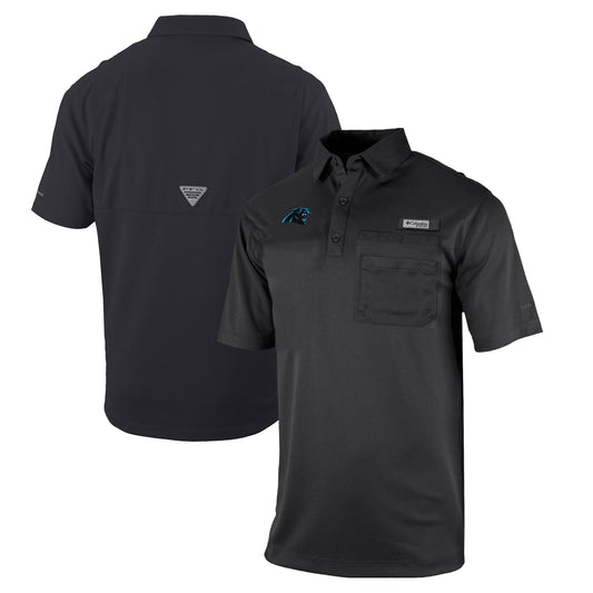 Men's Columbia  Black Carolina Panthers Omni-Wick Flycaster Pocket Polo
