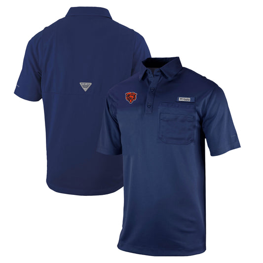 Men's Columbia  Navy Chicago Bears Omni-Wick Flycaster Pocket Polo