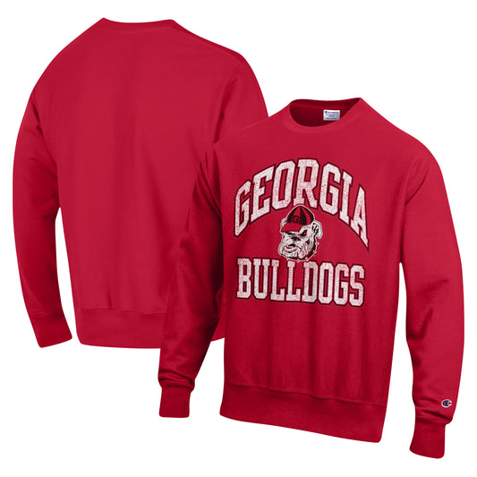 Men's Champion Red Georgia Bulldogs Vault Late Night Reverse Weave Pullover Sweatshirt