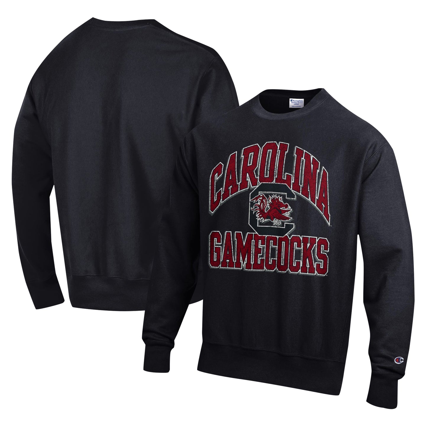 Men's Champion Black South Carolina Gamecocks Vault Late Night Reverse Weave Pullover Sweatshirt