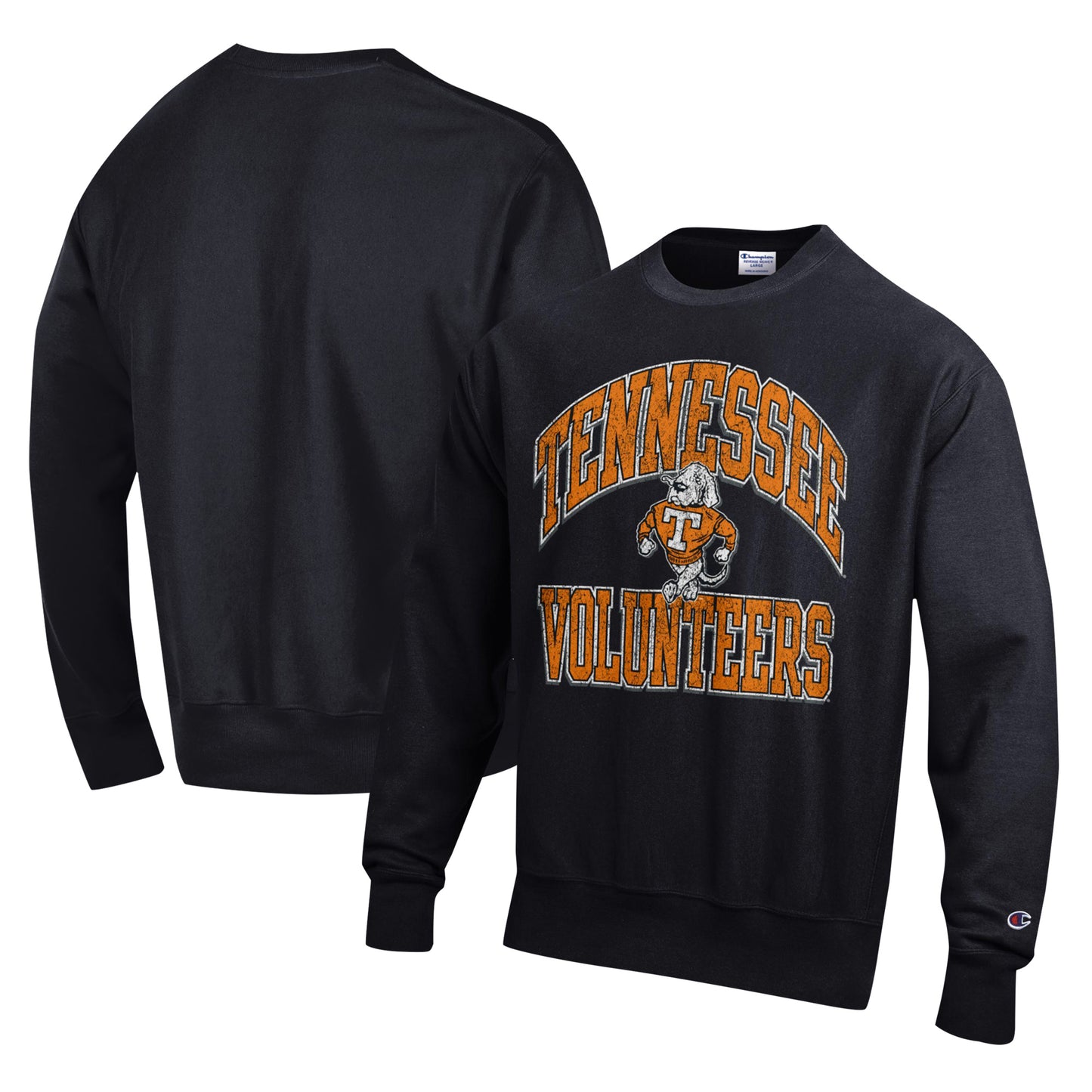 Men's Champion Black Tennessee Volunteers Vault Late Night Reverse Weave Pullover Sweatshirt