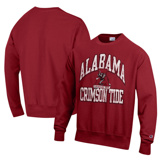 Men's Champion Crimson Alabama Crimson Tide Vault Late Night Reverse Weave Pullover Sweatshirt