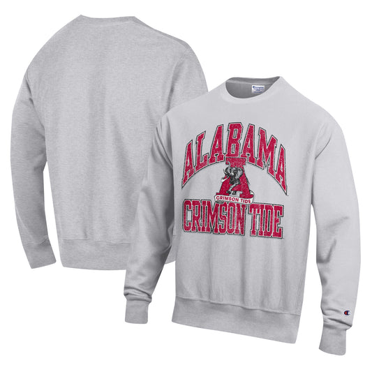 Men's Champion Heather Gray Alabama Crimson Tide Vault Late Night Reverse Weave Pullover Sweatshirt