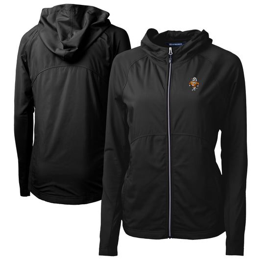 Women's Cutter & Buck Black Tennessee Volunteers Vault Adapt Eco Knit Hybrid Recycled Full-Zip Hoodie