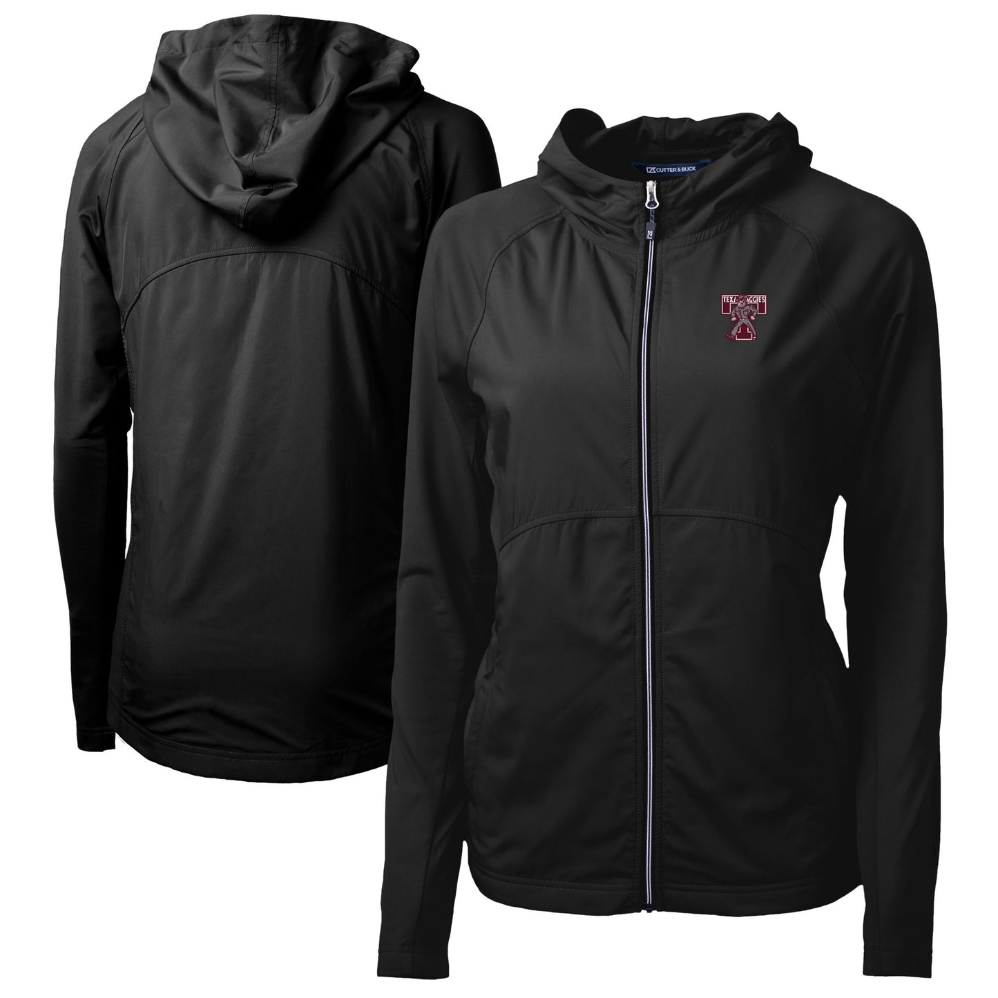 Women's Cutter & Buck Black Texas A&M Aggies Vault Adapt Eco Knit Hybrid Recycled Full-Zip Hoodie