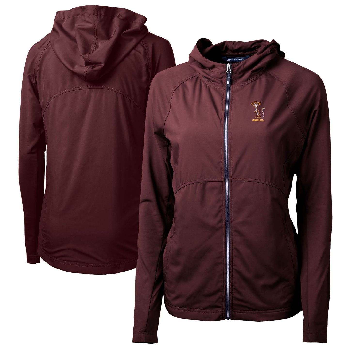 Women's Cutter & Buck Maroon Minnesota Golden Gophers Vault Adapt Eco Knit Hybrid Recycled Full-Zip Hoodie