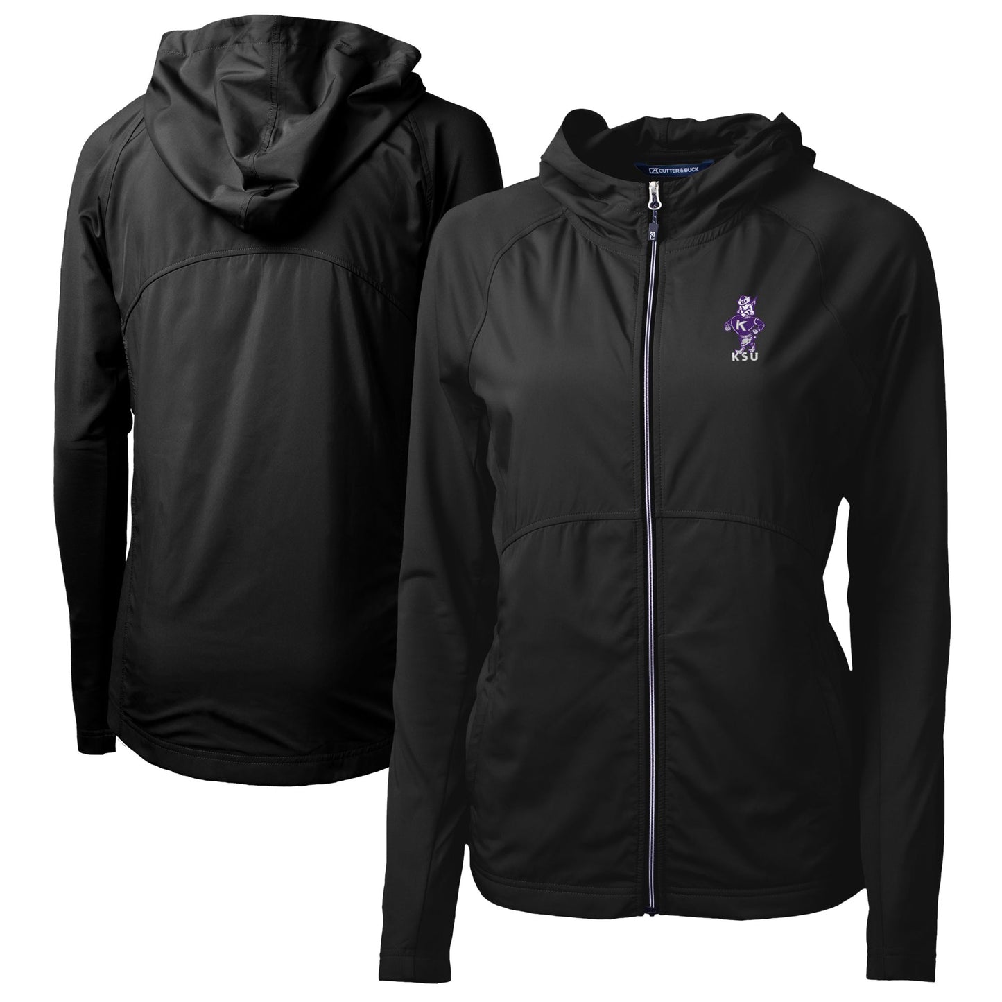 Women's Cutter & Buck Black Kansas State Wildcats Vault Adapt Eco Knit Hybrid Recycled Full-Zip Hoodie