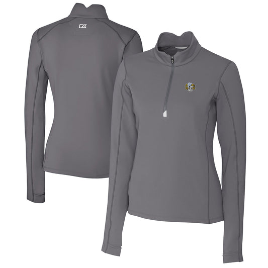 Women's Cutter & Buck Gray North Carolina Tar Heels Vault DryTec Traverse Stretch Quarter-Zip Top