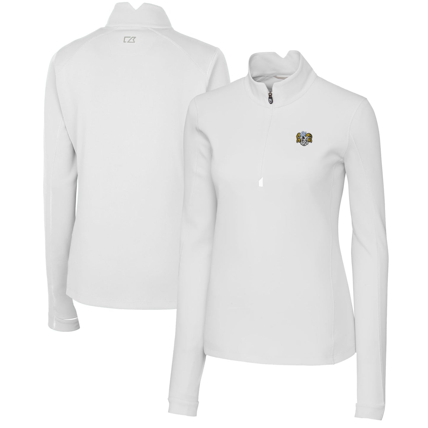 Women's Cutter & Buck White North Carolina Tar Heels Vault DryTec Traverse Stretch Quarter-Zip Top