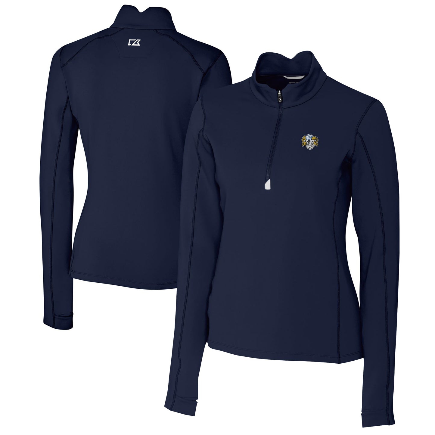 Women's Cutter & Buck Navy North Carolina Tar Heels Vault DryTec Traverse Stretch Quarter-Zip Top