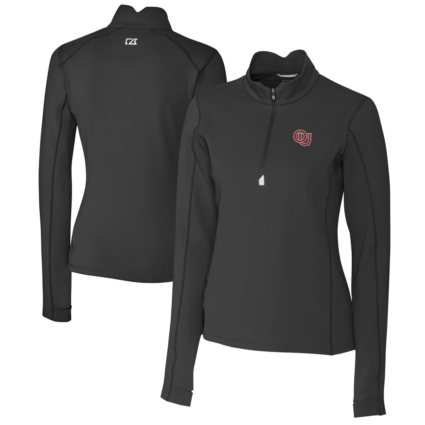 Women's Cutter & Buck Black Oklahoma Sooners Vault DryTec Traverse Stretch Quarter-Zip Top