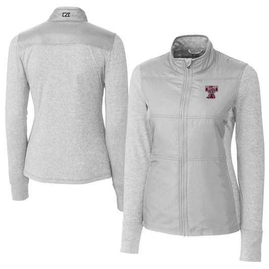 Women's Cutter & Buck Gray Texas A&M Aggies Vault DryTec Stealth Hybrid Quilted Full-Zip Windbreaker Jacket
