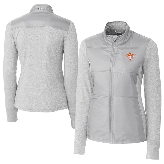 Women's Cutter & Buck Gray Texas Longhorns Vault DryTec Stealth Hybrid Quilted Full-Zip Windbreaker Jacket