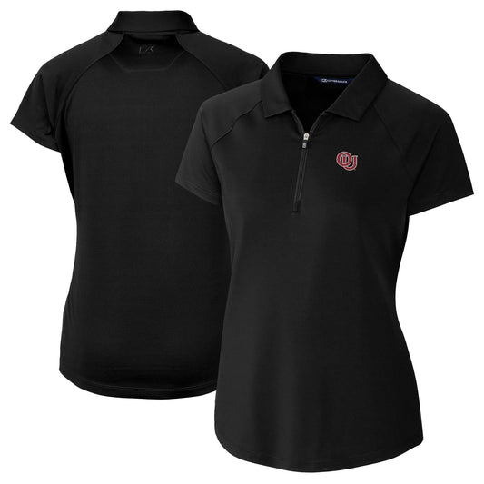 Women's Cutter & Buck Black Oklahoma Sooners Vault DryTec Forge Stretch Polo