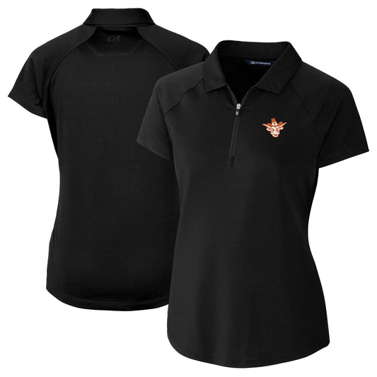 Women's Cutter & Buck Black Texas Longhorns Vault DryTec Forge Stretch Polo