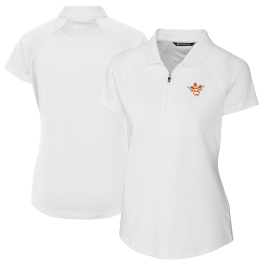 Women's Cutter & Buck White Texas Longhorns Vault DryTec Forge Stretch Polo