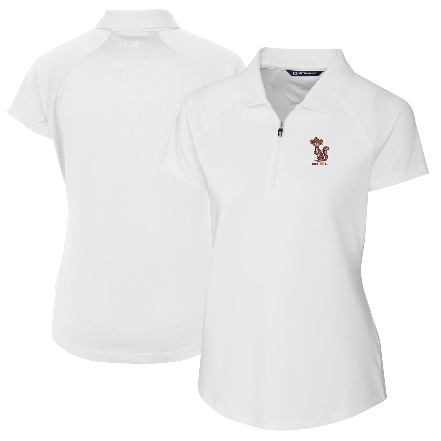 Women's Cutter & Buck White Minnesota Golden Gophers Vault DryTec Forge Stretch Polo