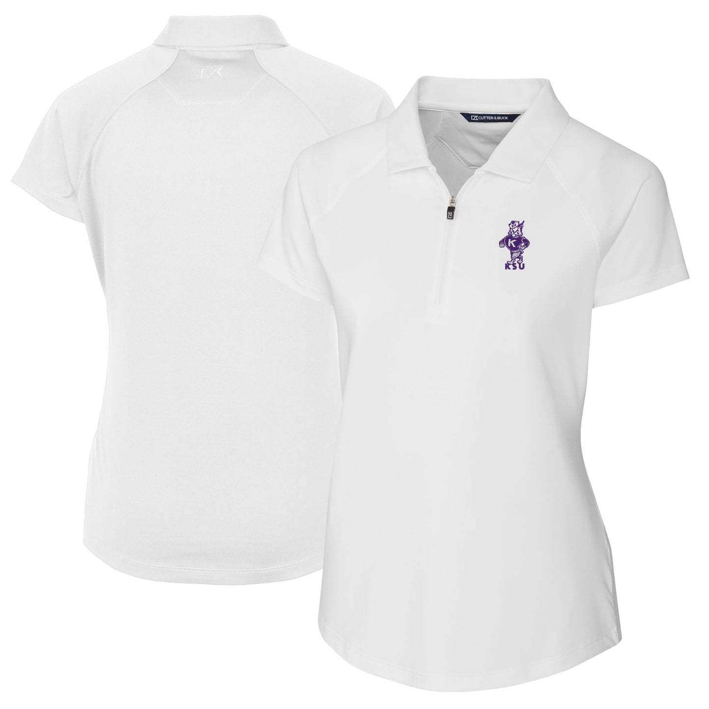 Women's Cutter & Buck White Kansas State Wildcats Vault DryTec Forge Stretch Polo