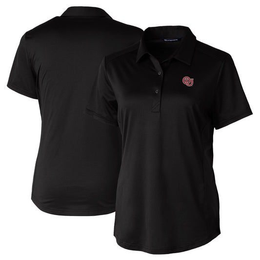Women's Cutter & Buck Black Oklahoma Sooners Vault DryTec Prospect Textured Stretch Polo