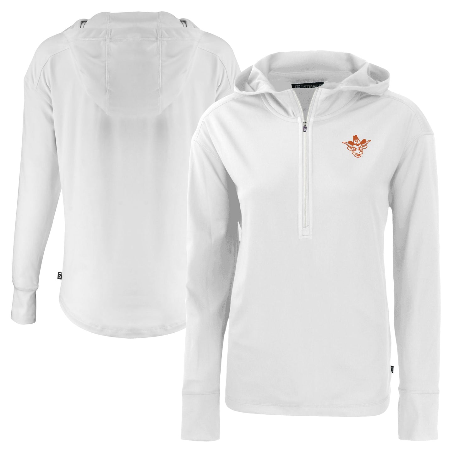 Women's Cutter & Buck White Texas Longhorns Vault Daybreak Eco Recycled Half-Zip Hoodie