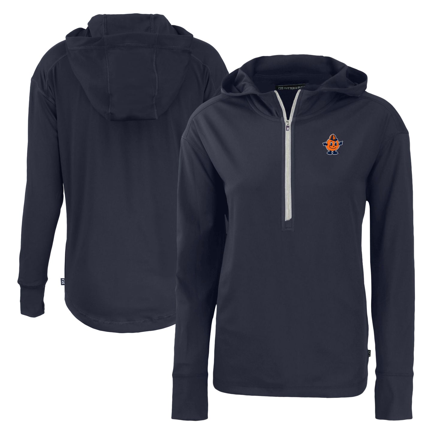 Women's Cutter & Buck Navy Syracuse Orange Vault Daybreak Eco Recycled Half-Zip Hoodie