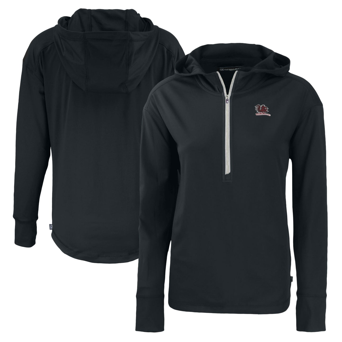 Women's Cutter & Buck Black South Carolina Gamecocks Vault Daybreak Eco Recycled Half-Zip Hoodie