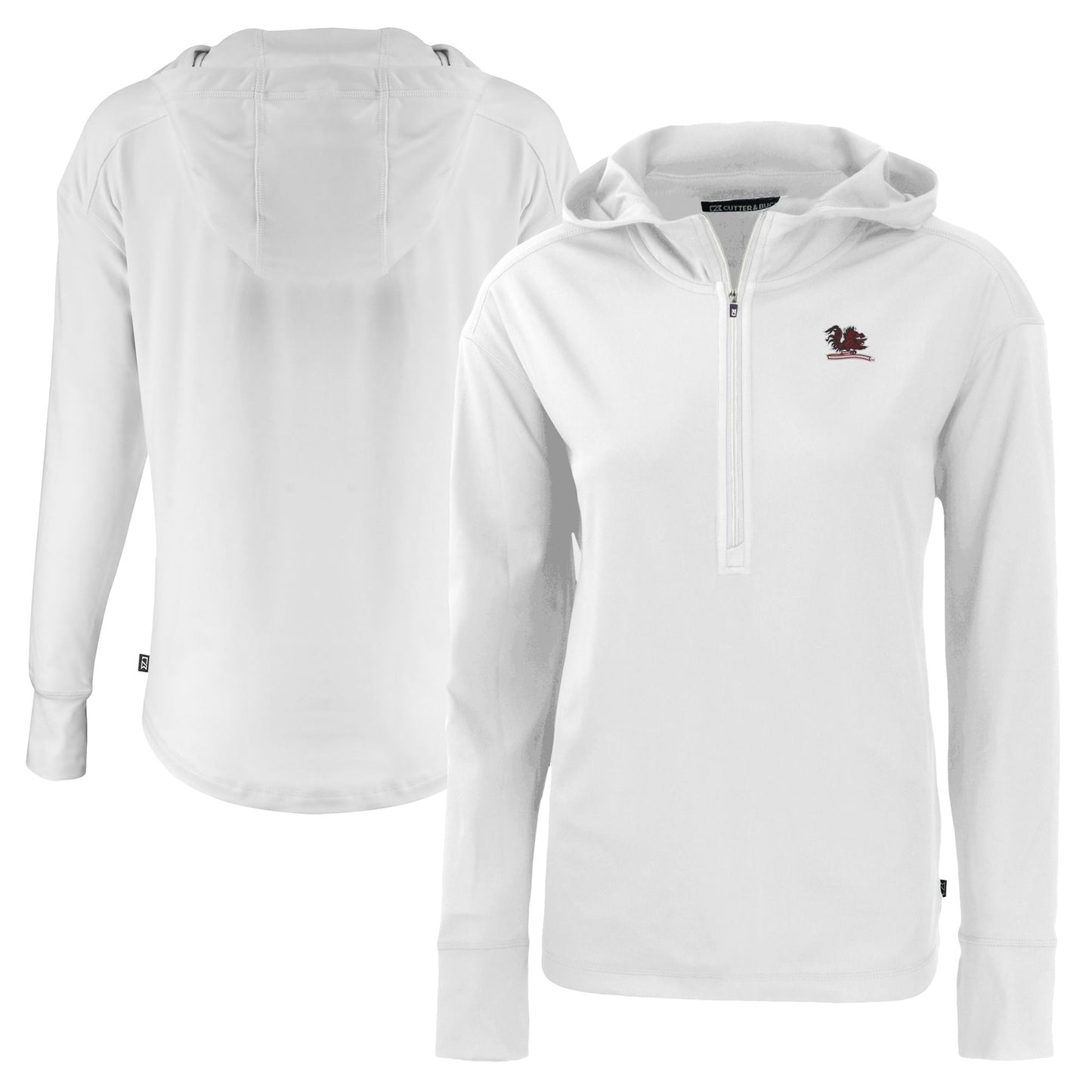 Women's Cutter & Buck White South Carolina Gamecocks Vault Daybreak Eco Recycled Half-Zip Hoodie