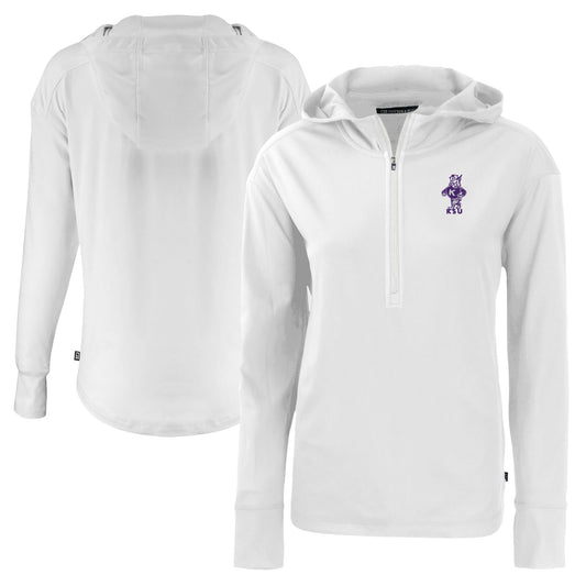 Women's Cutter & Buck White Kansas State Wildcats Vault Daybreak Eco Recycled Half-Zip Hoodie