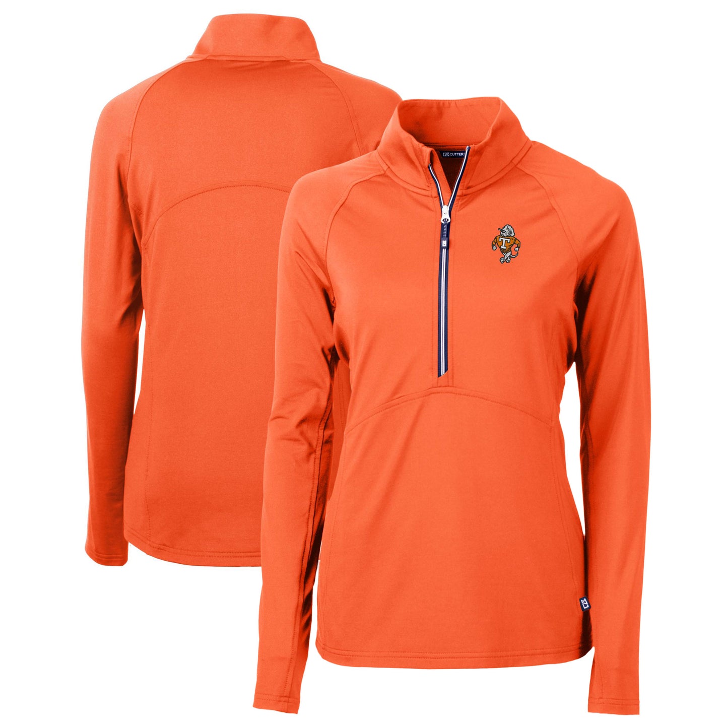 Women's Cutter & Buck Tennessee Orange Tennessee Volunteers Vault DryTec Adapt Eco Knit Stretch Recycled Raglan Half-Zip Top