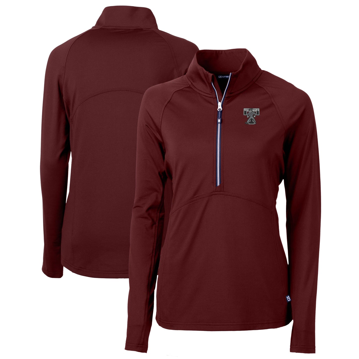 Women's Cutter & Buck Maroon Texas A&M Aggies Vault DryTec Adapt Eco Knit Stretch Recycled Raglan Half-Zip Top