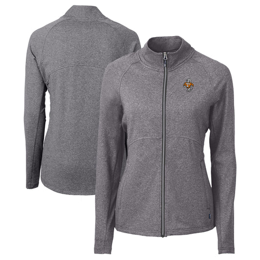 Women's Cutter & Buck Heather Black Tennessee Volunteers Vault Adapt Eco Knit Heather Recycled Full-Zip Jacket