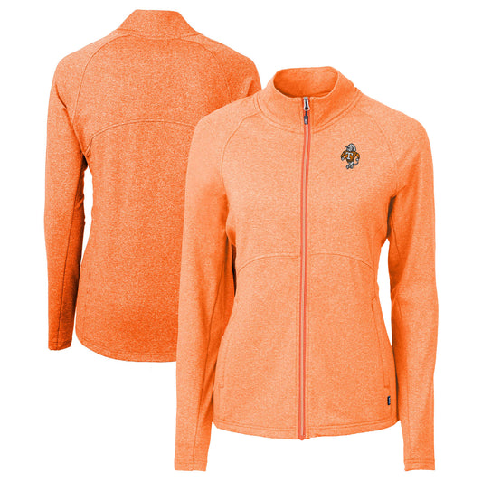 Women's Cutter & Buck Heather Tennessee Orange Tennessee Volunteers Vault Adapt Eco Knit Heather Recycled Full-Zip Jacket