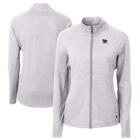 Women's Cutter & Buck Heather Gray South Carolina Gamecocks Vault Adapt Eco Knit Heather Recycled Full-Zip Jacket