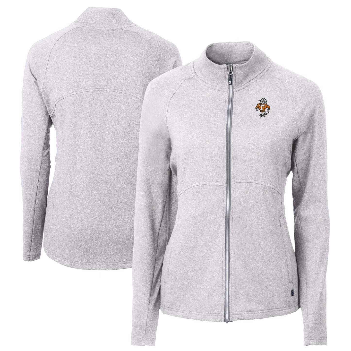 Women's Cutter & Buck Heather Gray Tennessee Volunteers Vault Adapt Eco Knit Heather Recycled Full-Zip Jacket