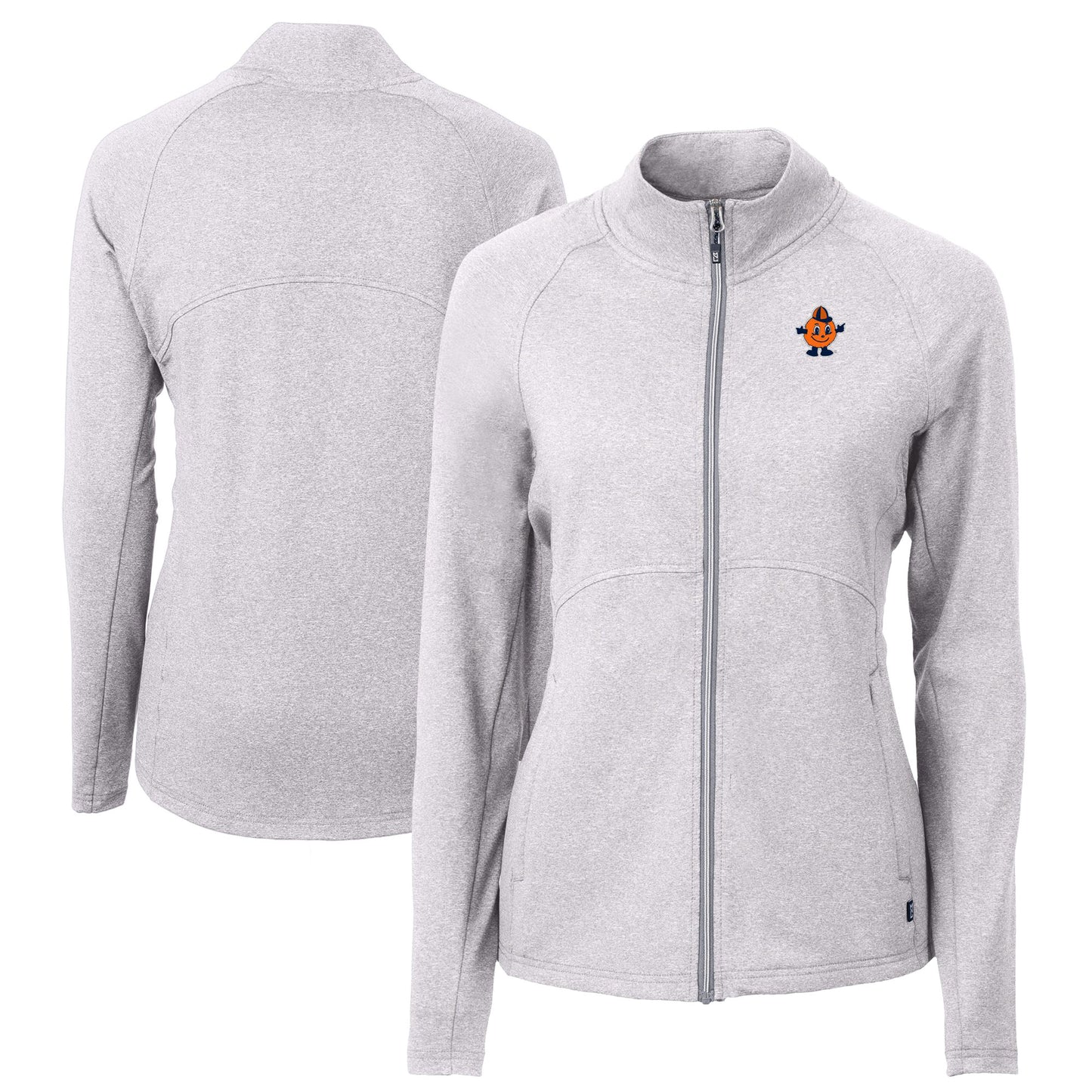 Women's Cutter & Buck Heather Gray Syracuse Orange Vault Adapt Eco Knit Heather Recycled Full-Zip Jacket