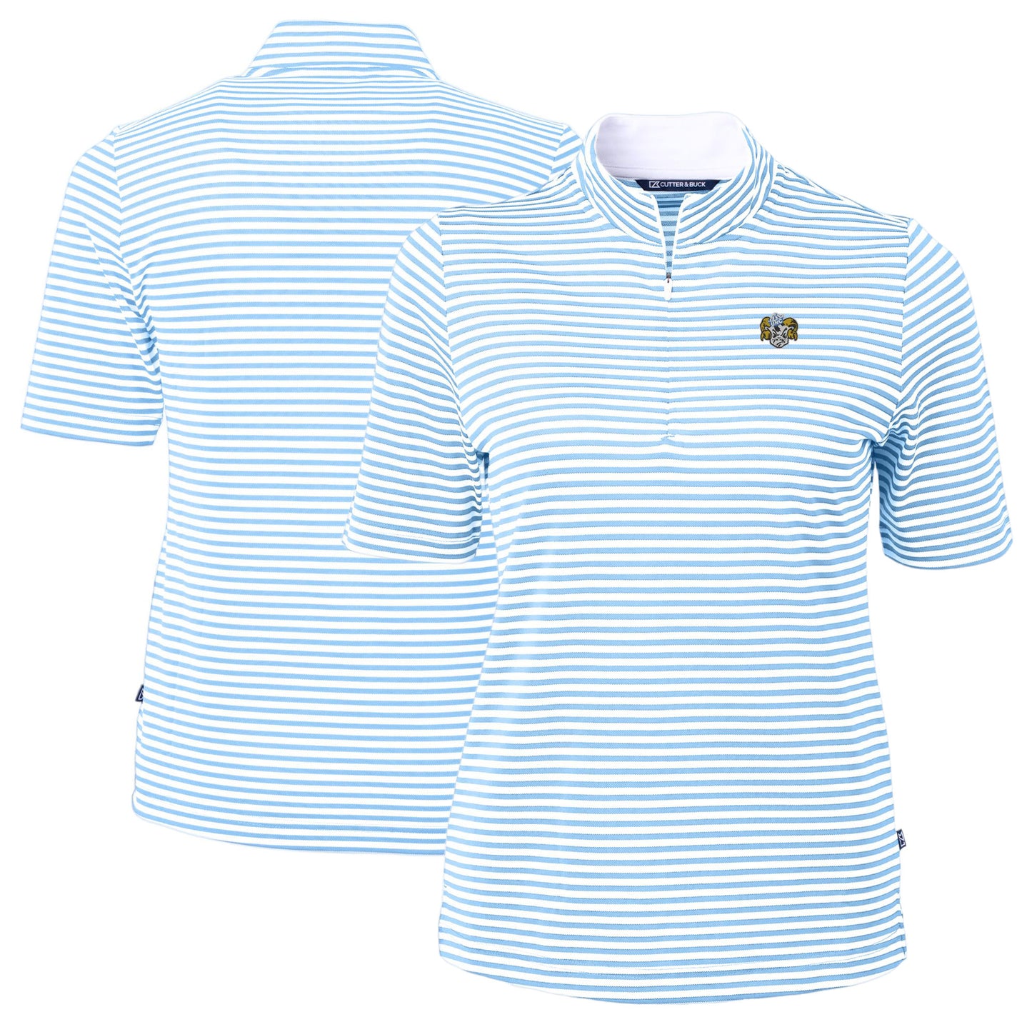 Women's Cutter & Buck Carolina Blue North Carolina Tar Heels Vault DryTec Virtue Eco Pique Stripe Recycled Top