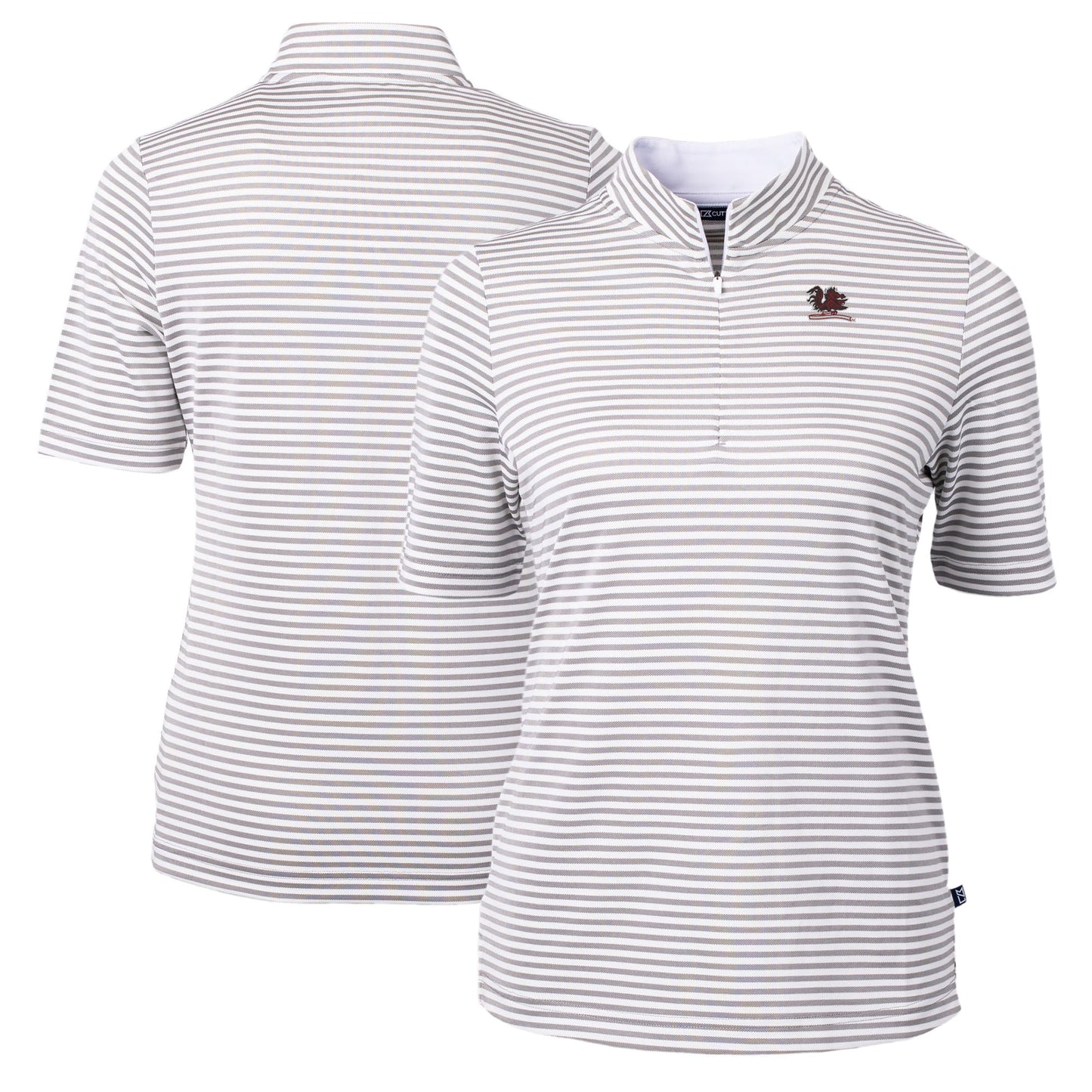 Women's Cutter & Buck  Gray South Carolina Gamecocks Vault DryTec Virtue Eco Pique Stripe Recycled Top